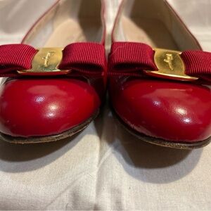 Salvatore Ferragamo Red Bow Slip-on Pumps